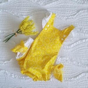 Baby girl 12-18 months lemon summer romper! NEW!